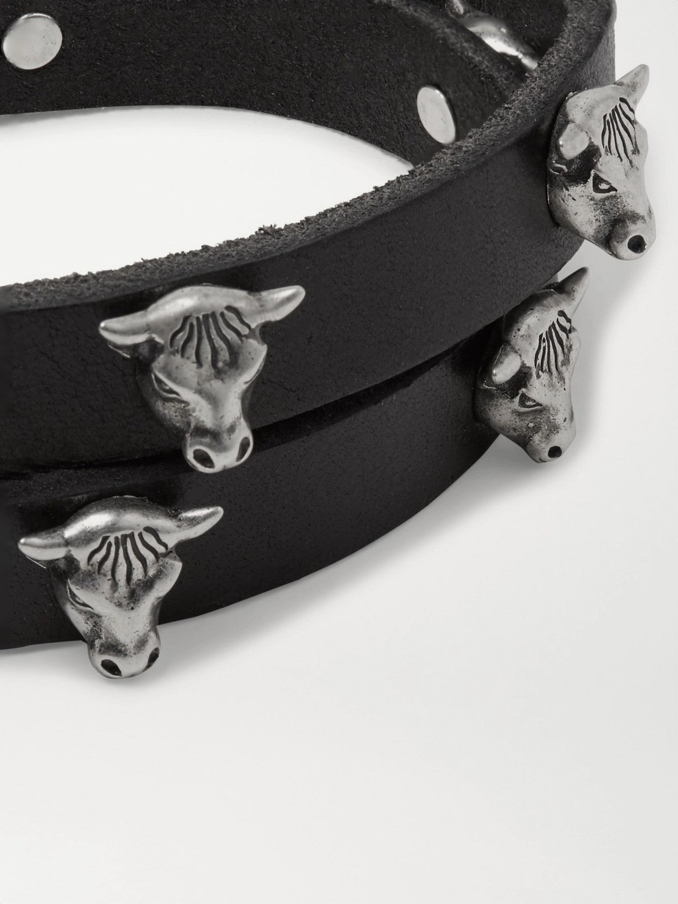 Gucci Anger Forest Double Wrap Leather Bracelet in Black