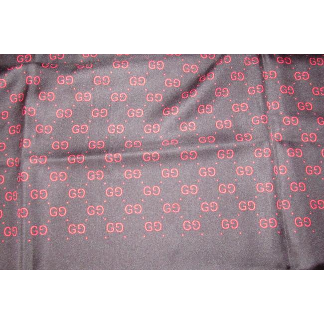Gucci Black Gold Red Logo Xl And Equestrian Print Silk Scarf