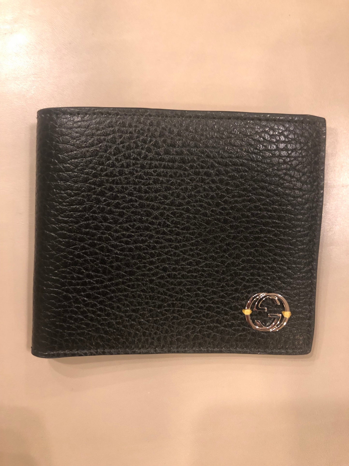 Gucci Black Bifold Short Wallet with Yellow Interior
