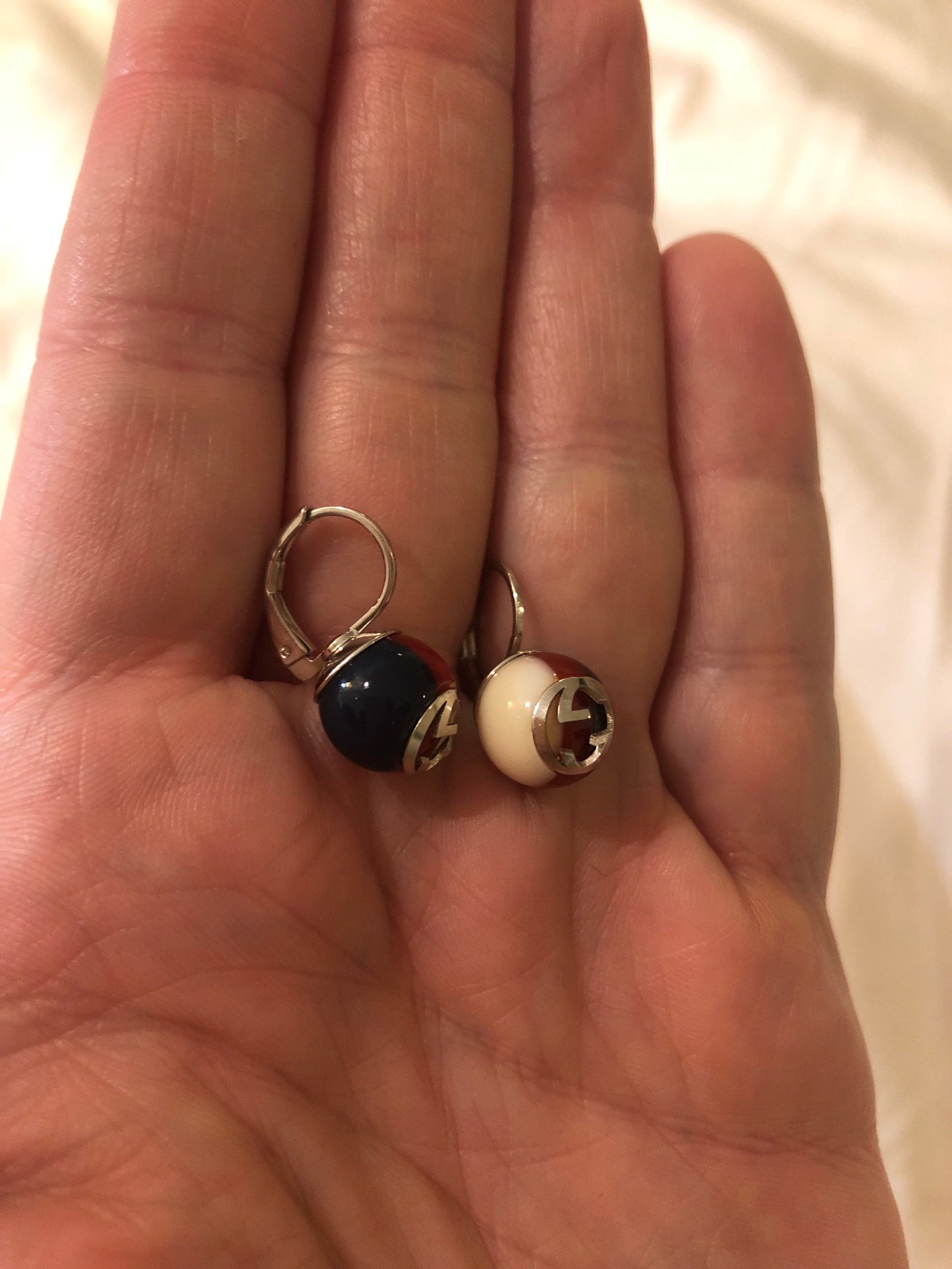 Gucci Red Blue Web Striped Earrings