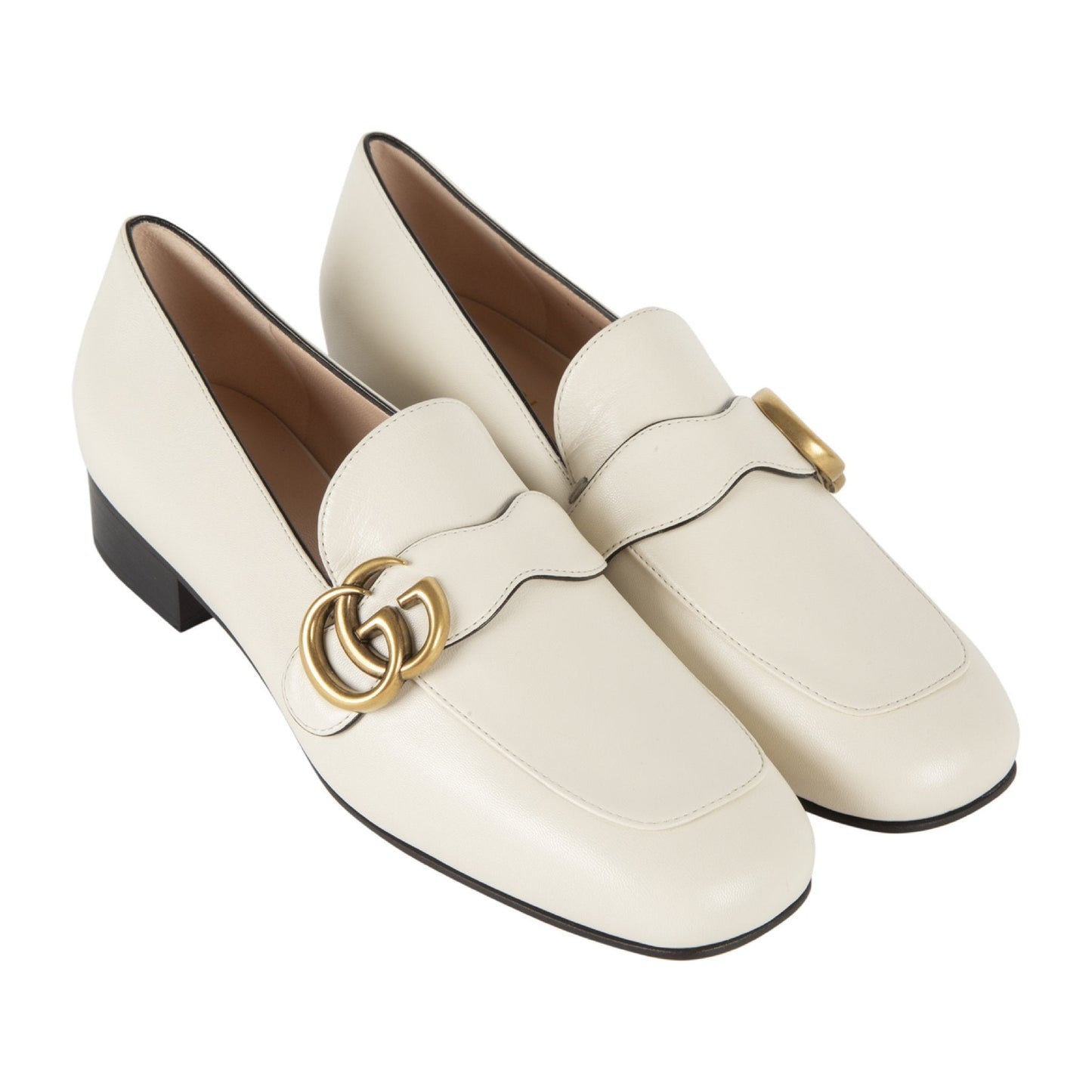 Gucci GG Leather Loafers in Mystic White