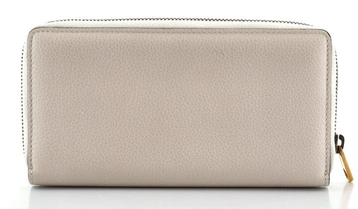 Gucci Printed Logo Leather Zip Around Wallet in White