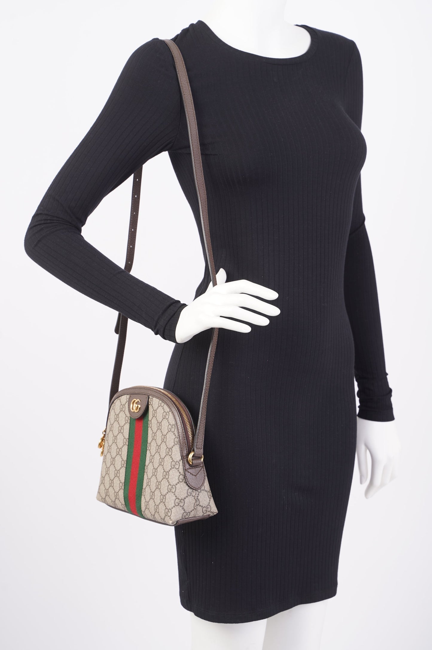 Gucci Ophidia Dome Bag Supreme / Brown Coated Canvas Small