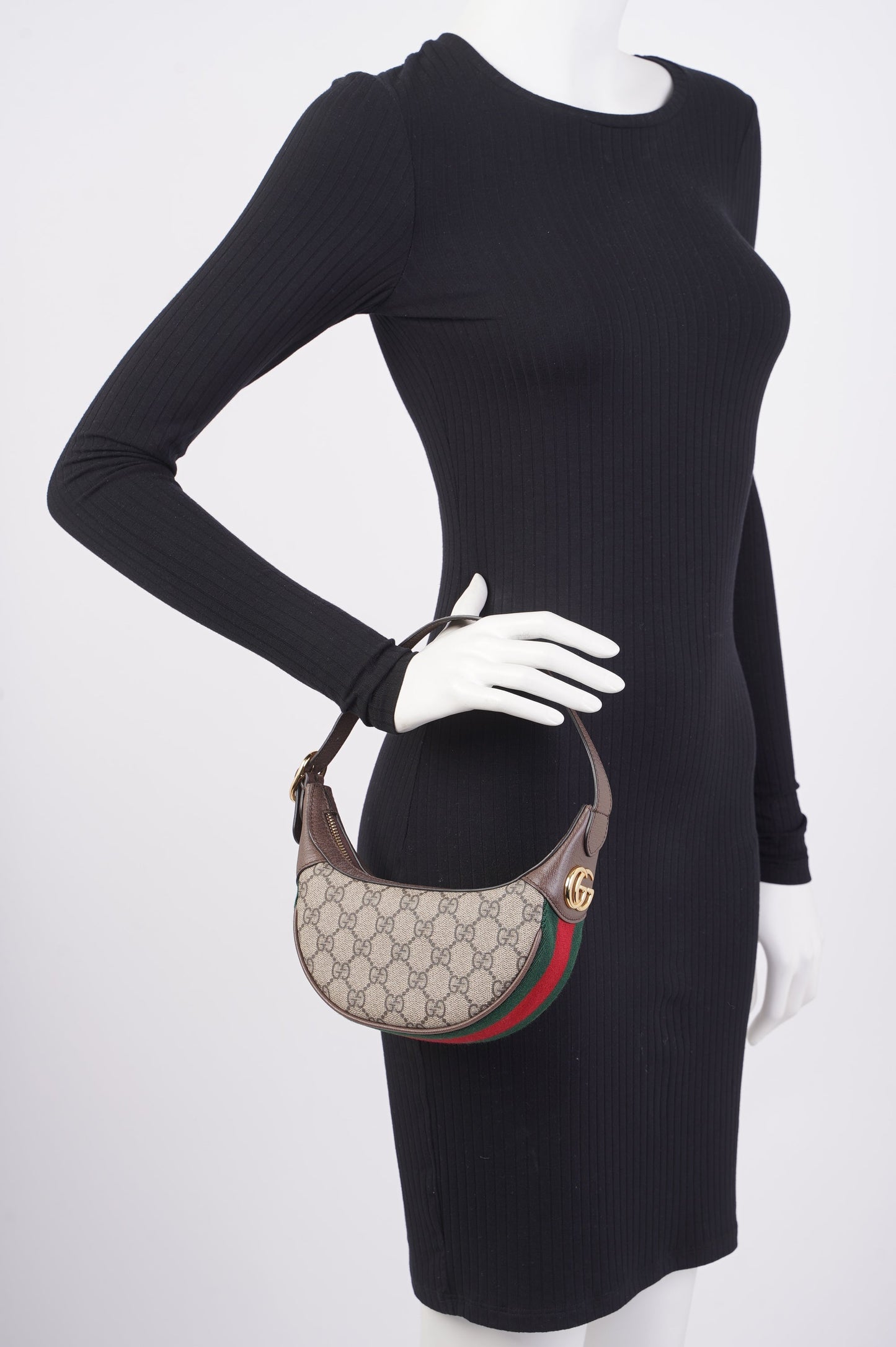 Gucci Ophidia GG Bag Monogram / Brown / Green Canvas Mini