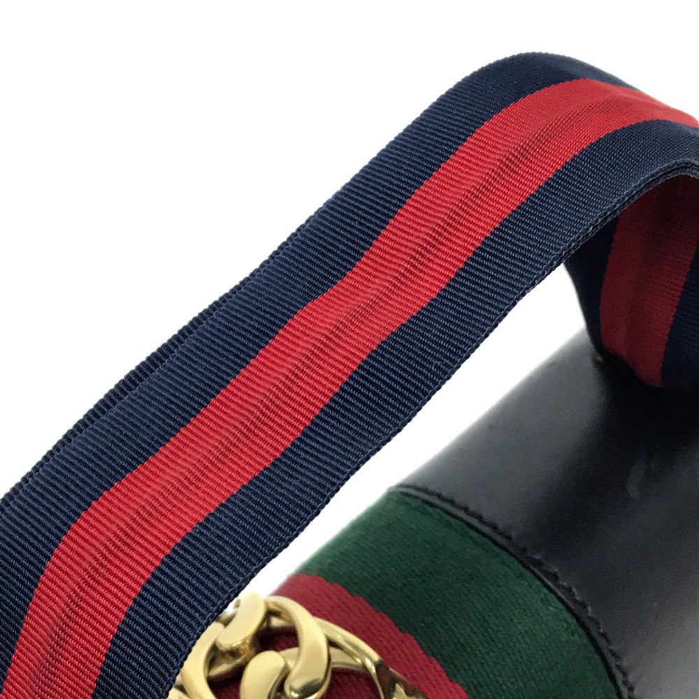 GUCCI Shoulder Bag 421882 leather black Sherry line Silvi Small Ribbon Women Used