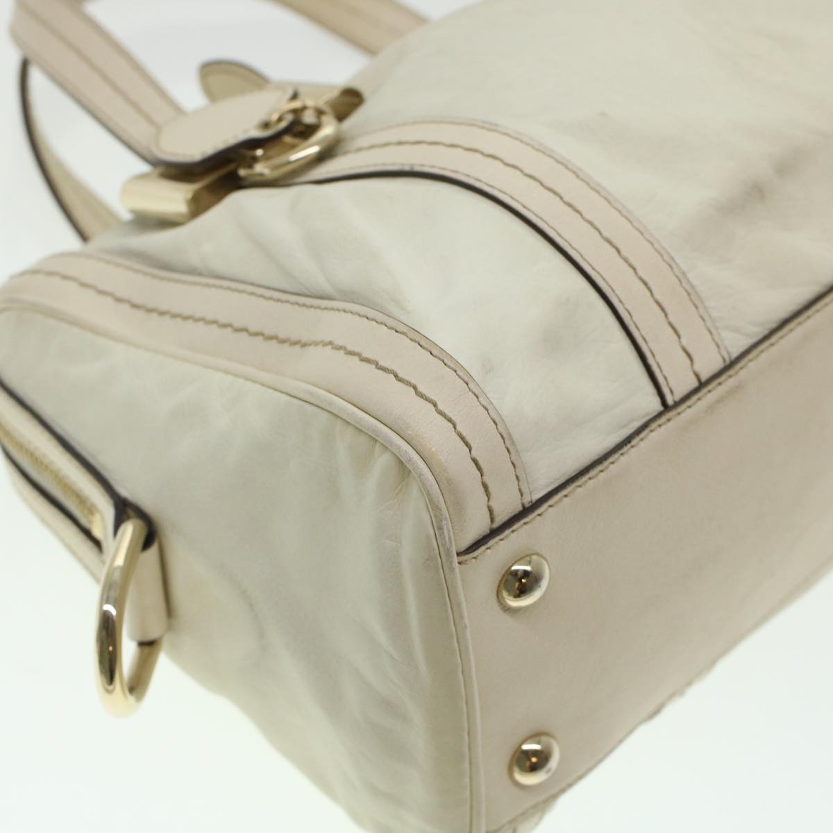 GUCCI Boston Bag Leather White 181487  yb122