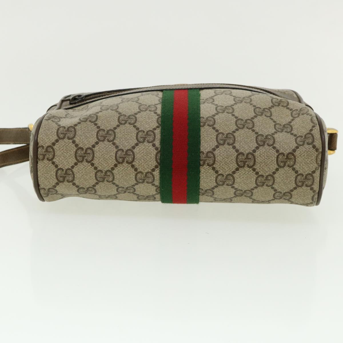 GUCCI GG Canvas Web Sherry Line Shoulder Bag Beige Green 98.02.004  yk5881B