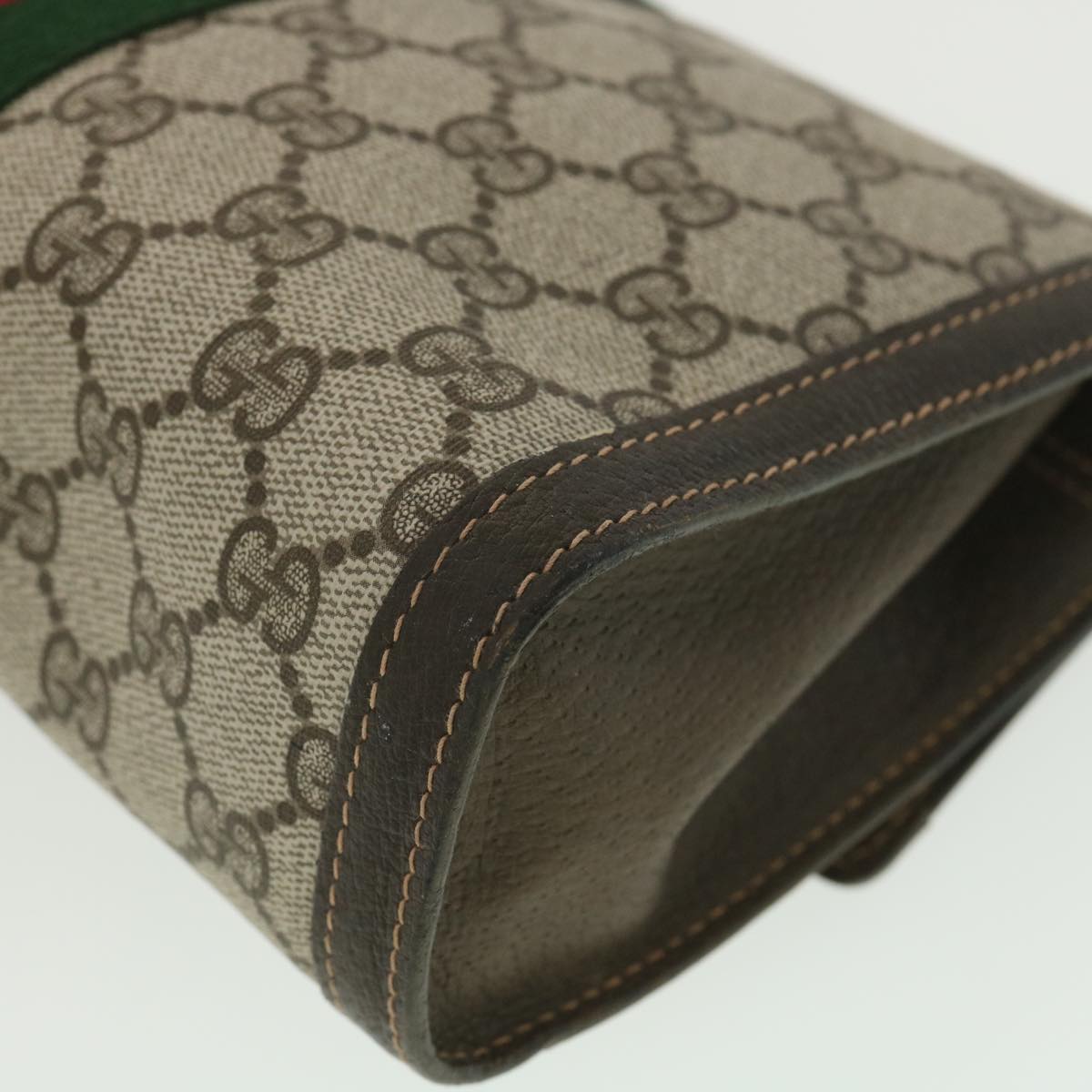 GUCCI GG Canvas Web Sherry Line Clutch Bag Beige Red Green 41.014  yk6142B