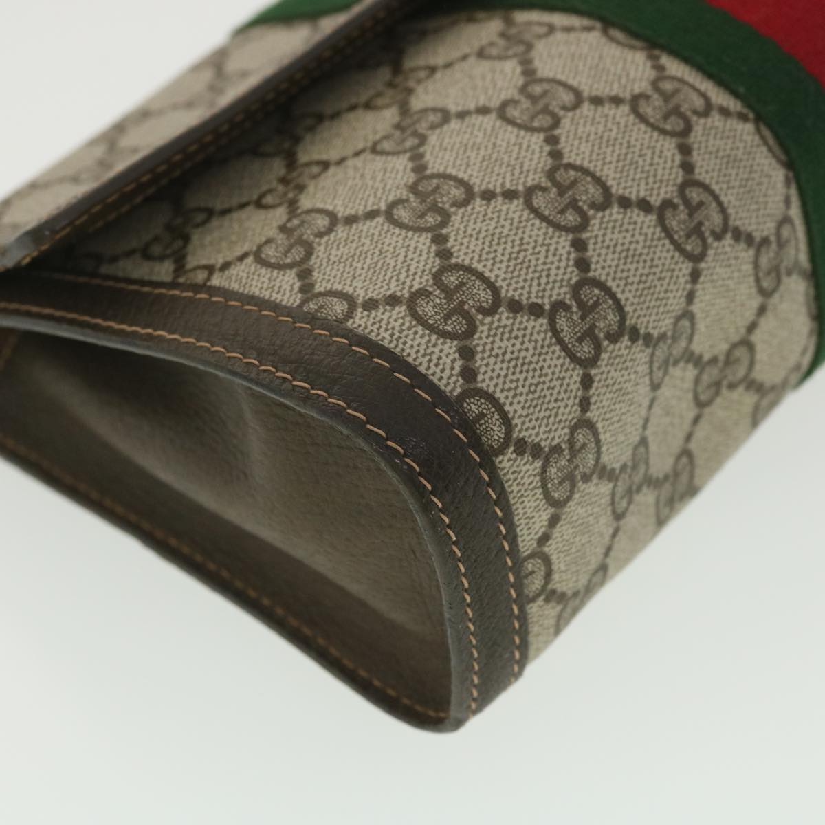 GUCCI GG Canvas Web Sherry Line Clutch Bag Beige Red Green 41.014  yk6142B