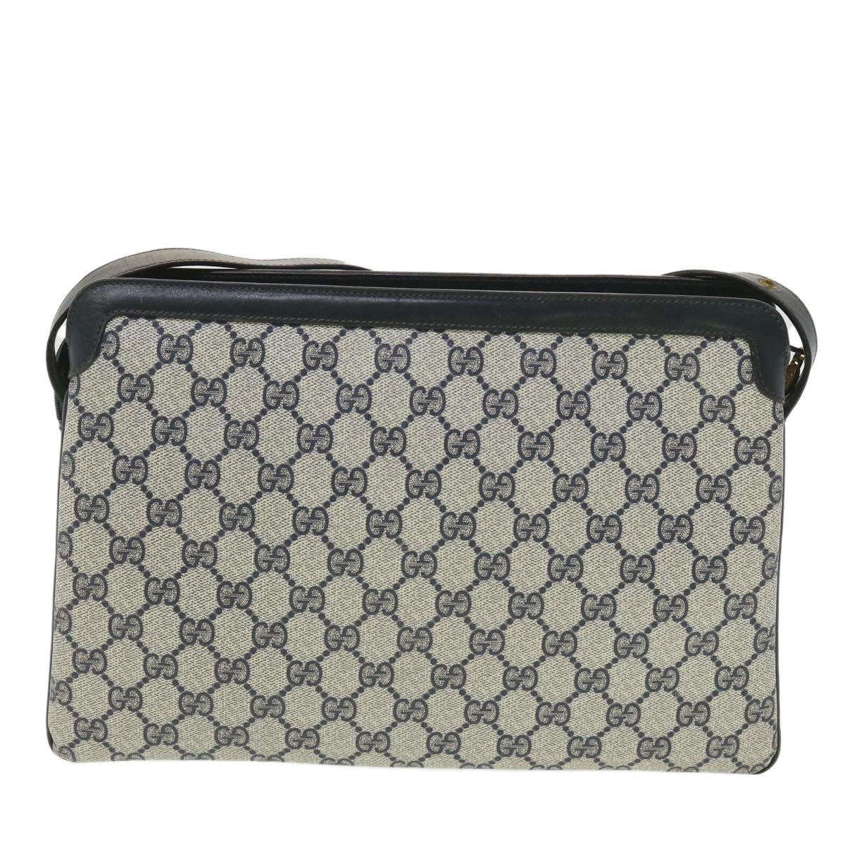 GUCCI GG Canvas Sherry Line Shoulder Bag PVC Leather Gray Red Navy  yk6173B