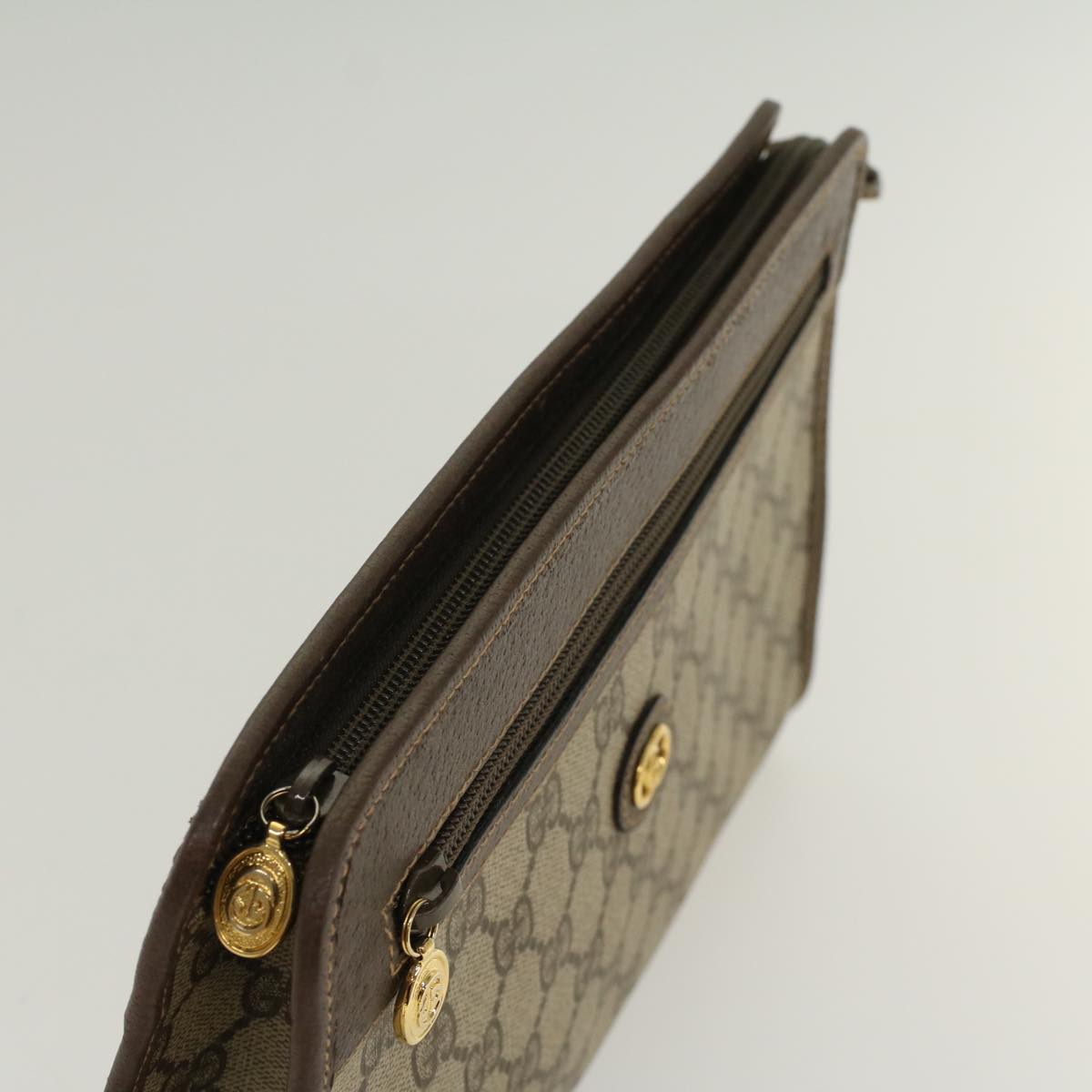 GUCCI GG Canvas Clutch Bag PVC Leather Beige 014.122.6063.4021  yk7734