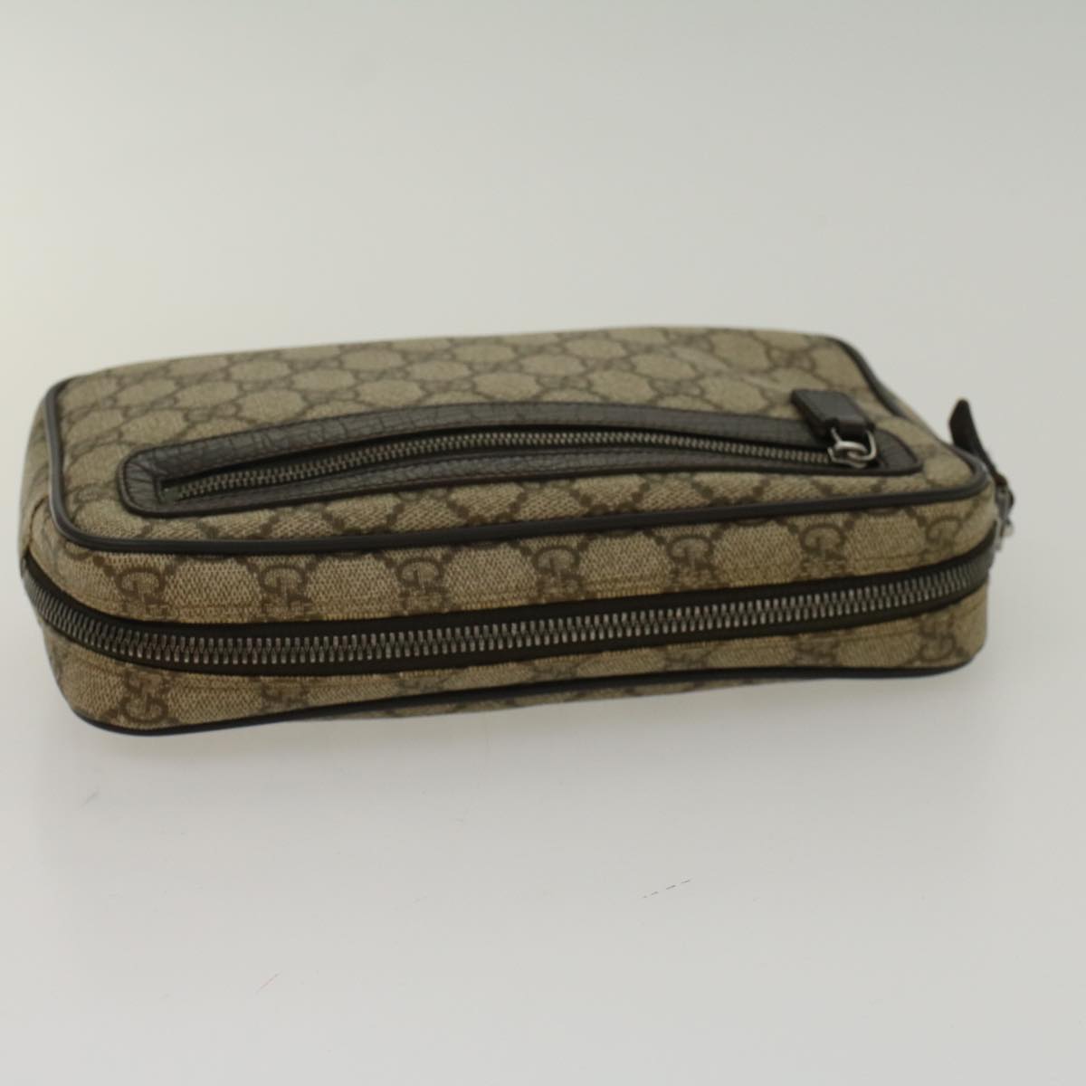 Gucci GG Canvas Clutch Bag PVC Leather Beige 73956  yk7760