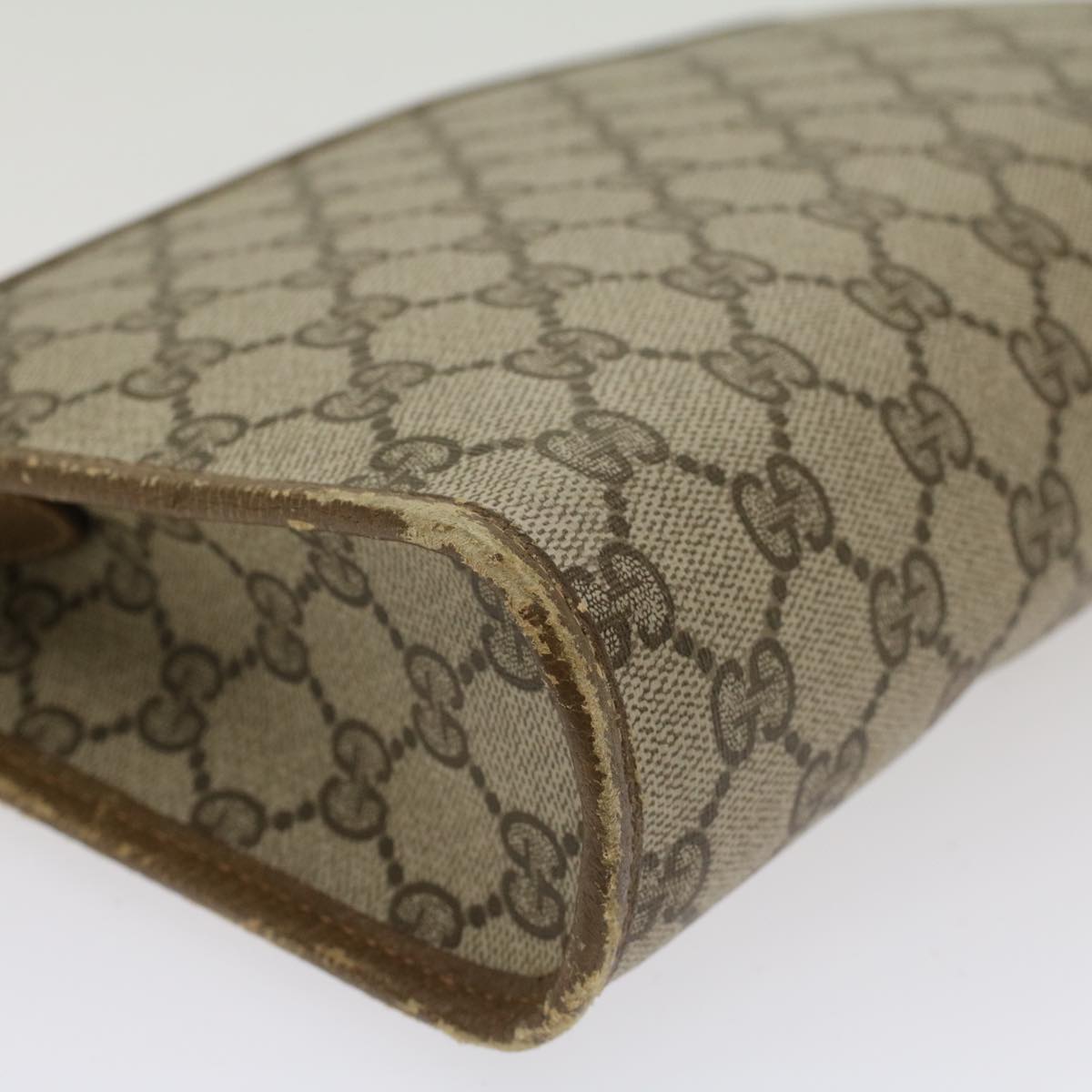 GUCCI GG Canvas Clutch Bag PVC Leather Beige  yk7935B