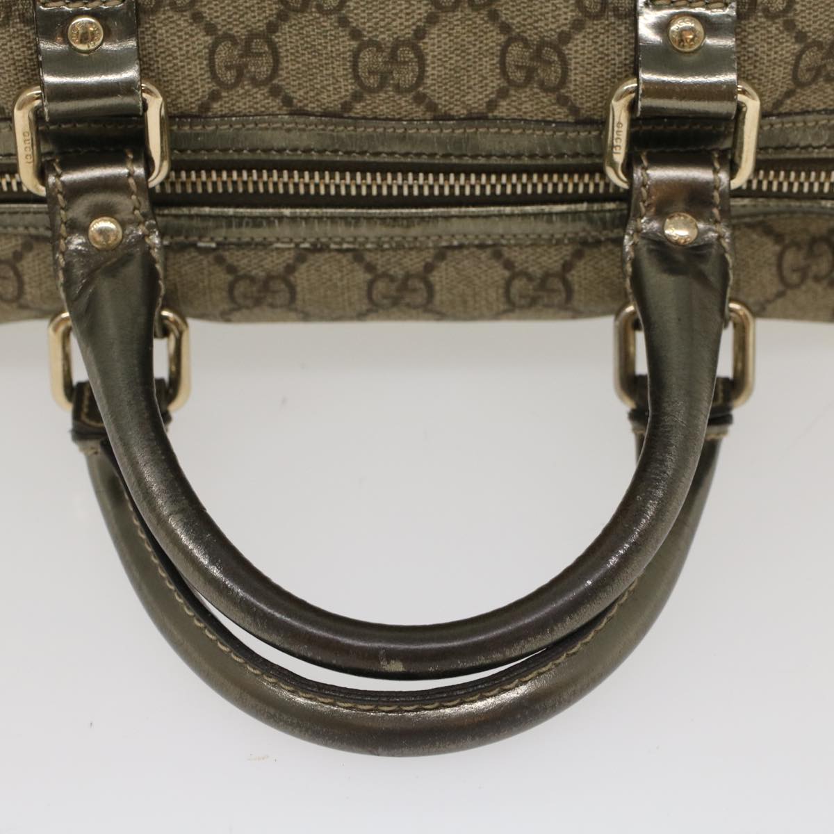 GUCCI GG Canvas Boston Bag PVC Leather Beige 193603  yk7999B